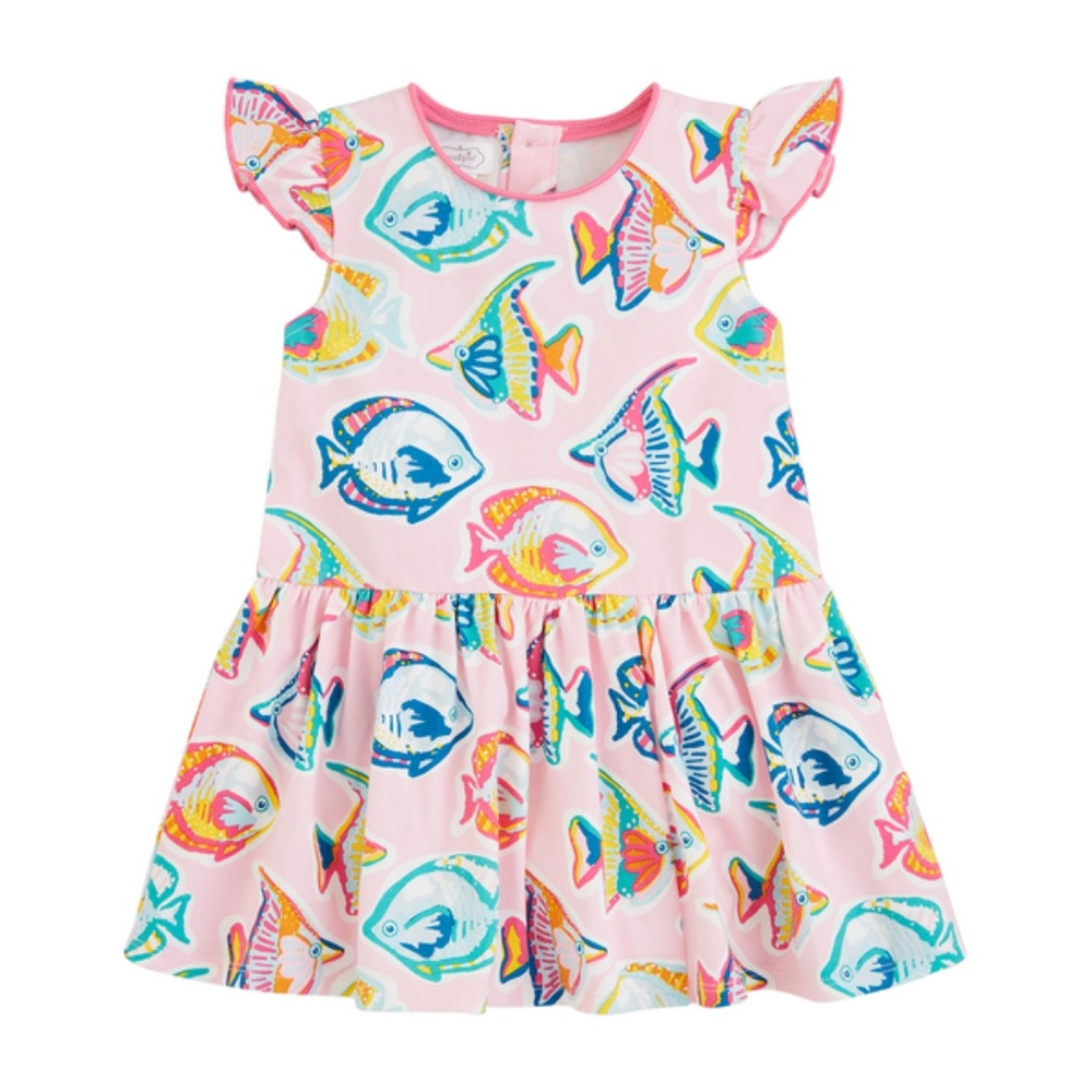 NEW! Mud Pie RAINBOW FISH TODDLER T-SHIRT DRESS  3-6 months